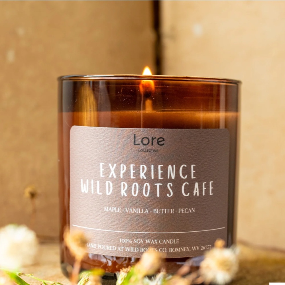 “ EXPERIENCE WILD ROOTS CAFE” Scented Hand Poured Soy Candle